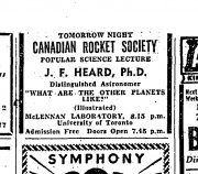 Ad for Canadian Rocket Society meeting Toronto Daily Star, 24 March 1949.